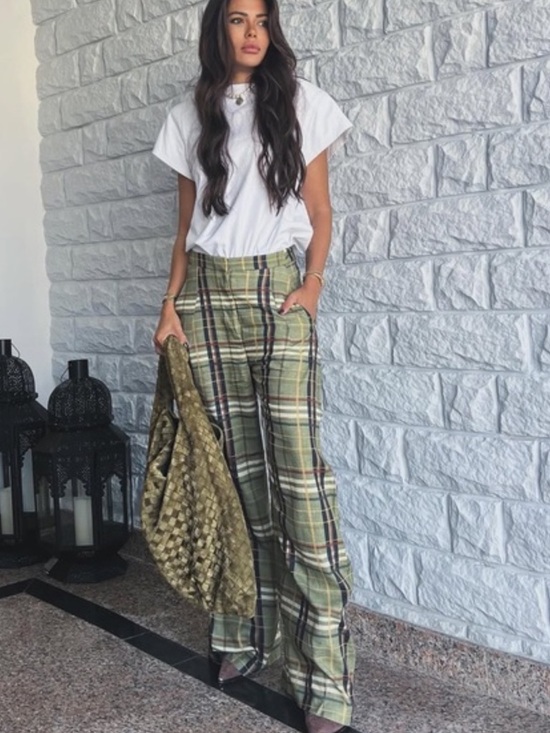 Zara Pants - Zara NWT ZW Collection linen blend checkered plaid pants 8371/029